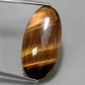 13.84カラットの天然ゴールドブラウンTiger's Eye（25.4×13 mm・オーバルカット）