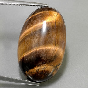 26.13カラットの天然ゴールドブラウンTiger's Eye（24.8×15.3 mm・オーバルカット）