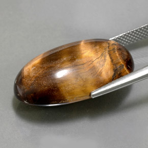 26.13カラットの天然ゴールドブラウンTiger's Eye（24.8×15.3 mm・オーバルカット）