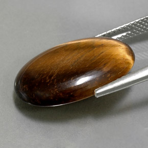 10.40カラットの天然ゴールドブラウンTiger's Eye（19.5×13.7 mm・オーバルカット）