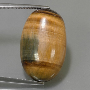 19.16カラットの天然ゴールドブラウンTiger's Eye（23.6×14.7 mm・オーバルカット）