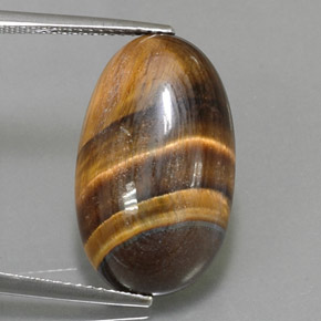 13.07カラットの天然ゴールドブラウンTiger's Eye（21.6×13 mm・オーバルカット）