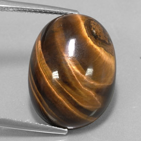 15.36カラットの天然ゴールドブラウンTiger's Eye（18.9×14 mm・オーバルカット）