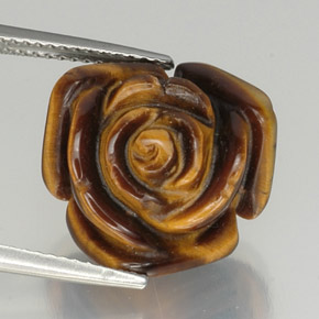 11.96カラットの天然黒Tiger's Eye（15.1×14.3 mm・ファンシーシェイプ）