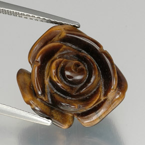 12.19カラットの天然ブラウンTiger's Eye（16.2×15.4 mm・ファンシーシェイプ）