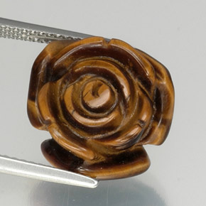 11.77カラットの天然ウォームブラウンTiger's Eye（15.1×14.7 mm・ファンシーシェイプ）