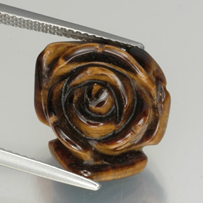 12.59カラットの天然ゴールドブラウンTiger's Eye（16×14.5 mm・ファンシーシェイプ）