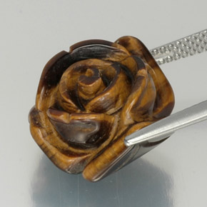 12.59カラットの天然ゴールドブラウンTiger's Eye（16×14.5 mm・ファンシーシェイプ）