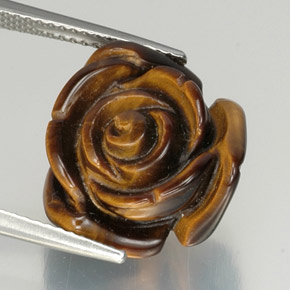 12.51カラットの天然ゴールドブラウンTiger's Eye（15.7×14.5 mm・ファンシーシェイプ）