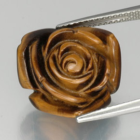 12.07カラットの天然ゴールドブラウンTiger's Eye（16.3×15.2 mm・ファンシーシェイプ）