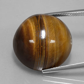 35.03カラットの天然ミディアムブラウンTiger's Eye（20.04 mm・ラウンドカット）