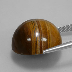 35.03カラットの天然ミディアムブラウンTiger's Eye（20.04 mm・ラウンドカット）