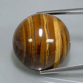 38.37カラットの天然ゴールドブラウンTiger's Eye（20.07 mm・ラウンドカット）