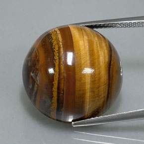 37.12カラットの天然ゴールドブラウンTiger's Eye（20.19 mm・ラウンドカット）