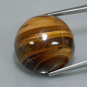 37.72カラットの天然ゴールドブラウンTiger's Eye（20.21 mm・ラウンドカット）