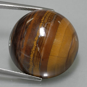36.89カラットの天然ゴールドブラウンTiger's Eye（20.18 mm・ラウンドカット）