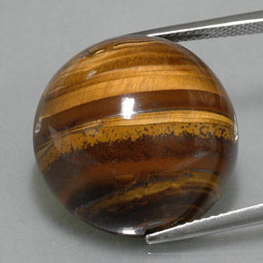 36.33カラットの天然ゴールドブラウンTiger's Eye（20.04 mm・ラウンドカット）