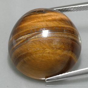 37.11カラットの天然ジンジャーブレッドブラウンTiger's Eye（20.05 mm・ラウンドカット）