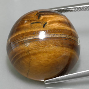 37.40カラットの天然ゴールドブラウンTiger's Eye（20.21 mm・ラウンドカット）