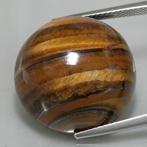 39.11カラットの天然ゴールドブラウンTiger's Eye（20.28 mm・ラウンドカット）