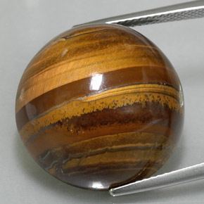 35.88カラットの天然ゴールドブラウンTiger's Eye（20.17 mm・ラウンドカット）