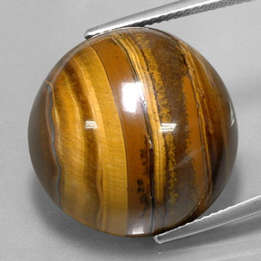 37.72カラットの天然ゴールドブラウンTiger's Eye（20.32 mm・ラウンドカット）