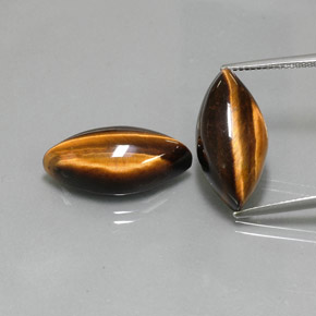 カラットの天然ゴールドブラウンTiger's Eye（21.1×10.3 mm・マーキス）