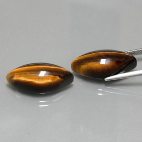 カラットの天然ゴールドブラウンTiger's Eye（21.1×10.3 mm・マーキス）