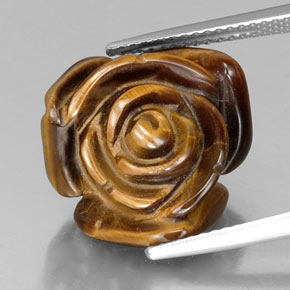11.36カラットの天然ゴールドブラウンTiger's Eye（15.8×15.6 mm・ファンシーシェイプ）