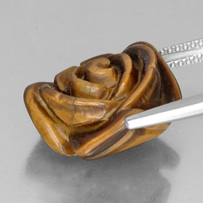 11.36カラットの天然ゴールドブラウンTiger's Eye（15.8×15.6 mm・ファンシーシェイプ）