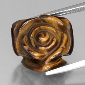 12.35カラットの天然ゴールドブラウンTiger's Eye（16×15.4 mm・ファンシーシェイプ）
