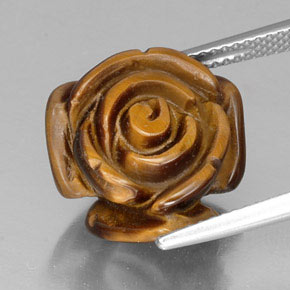 11.73カラットの天然ゴールドブラウンTiger's Eye（15.3×14.7 mm・ファンシーシェイプ）