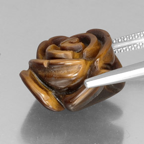 11.73カラットの天然ゴールドブラウンTiger's Eye（15.3×14.7 mm・ファンシーシェイプ）