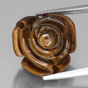 11.87カラットの天然ゴールドブラウンTiger's Eye（15.8×15.4 mm・ファンシーシェイプ）