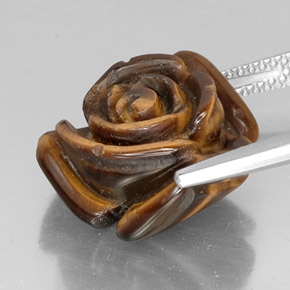 11.87カラットの天然ゴールドブラウンTiger's Eye（15.8×15.4 mm・ファンシーシェイプ）