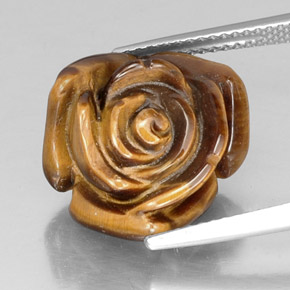11.19カラットの天然ゴールドブラウンTiger's Eye（15.9×14.5 mm・ファンシーシェイプ）