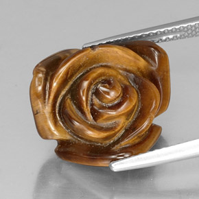 10.20カラットの天然ゴールドブラウンTiger's Eye（15.9×14.8 mm・ファンシーシェイプ）