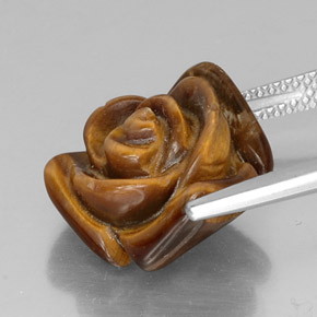 10.20カラットの天然ゴールドブラウンTiger's Eye（15.9×14.8 mm・ファンシーシェイプ）