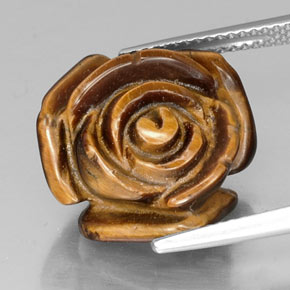 12.80カラットの天然ゴールドブラウンTiger's Eye（16.1×15.9 mm・ファンシーシェイプ）