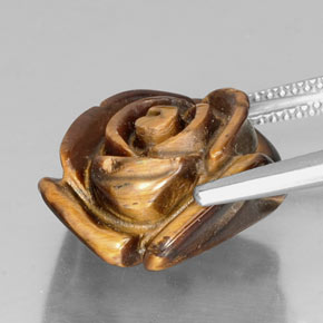 12.80カラットの天然ゴールドブラウンTiger's Eye（16.1×15.9 mm・ファンシーシェイプ）