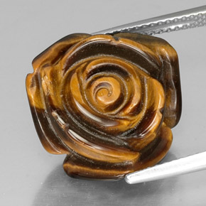 13.91カラットの天然ゴールドブラウンTiger's Eye（16.3×16.1 mm・ファンシーシェイプ）