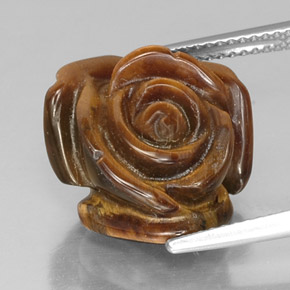 11.50カラットの天然ゴールドブラウンTiger's Eye（16.1×15.3 mm・ファンシーシェイプ）