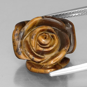 11.25カラットの天然ゴールドブラウンTiger's Eye（15.6×15.1 mm・ファンシーシェイプ）