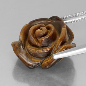 11.25カラットの天然ゴールドブラウンTiger's Eye（15.6×15.1 mm・ファンシーシェイプ）