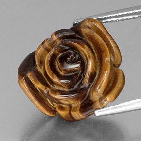11.61カラットの天然ゴールドブラウンTiger's Eye（15.9×14.8 mm・ファンシーシェイプ）