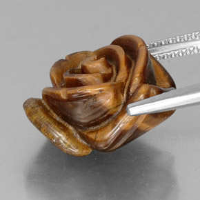11.61カラットの天然ゴールドブラウンTiger's Eye（15.9×14.8 mm・ファンシーシェイプ）