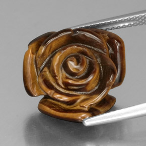 10.44カラットの天然ゴールドブラウンTiger's Eye（15.3×14.9 mm・ファンシーシェイプ）