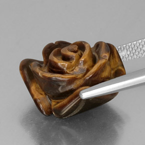 10.44カラットの天然ゴールドブラウンTiger's Eye（15.3×14.9 mm・ファンシーシェイプ）