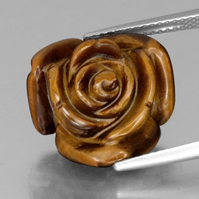 11.14カラットの天然ゴールドブラウンTiger's Eye（16×15.8 mm・ファンシーシェイプ）