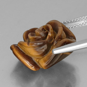 11.14カラットの天然ゴールドブラウンTiger's Eye（16×15.8 mm・ファンシーシェイプ）